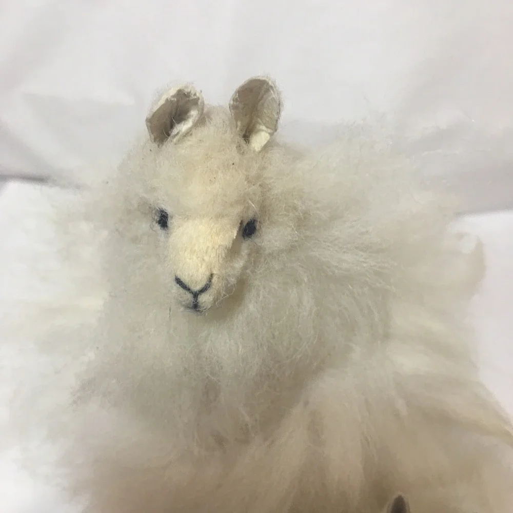 Standing Mom and Baby Alpaca stuffed with Authentic Alpaca Fur 7